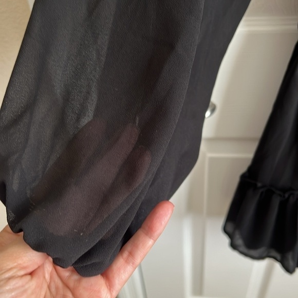 Flying Tomato Black Long Sleeve Dress Ruffle Hem Tie Waist Womens Small‎ - Picture 6 of 10